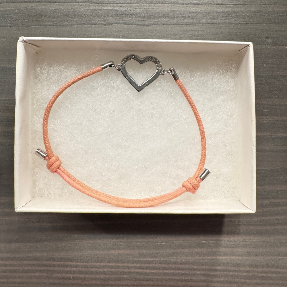 Heart Charm Bracelet in Silver and Pink